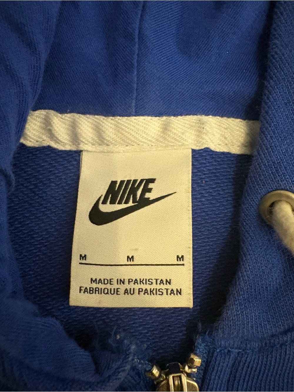 Nike Men’s Royal Blue Zip-Up Hoodie with Orange Swoosh - Picture 2 of 2